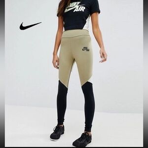 Nike Air High-Rise Colorblock Women’s Leggings – Olive/Black, Size M Trendy